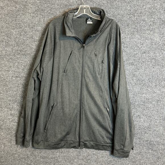 Nike Air Jordan Mens Flight Jacket Grey Size 3XL Hooded Zip Up Pockets Dri Fit - Picture 1 of 10